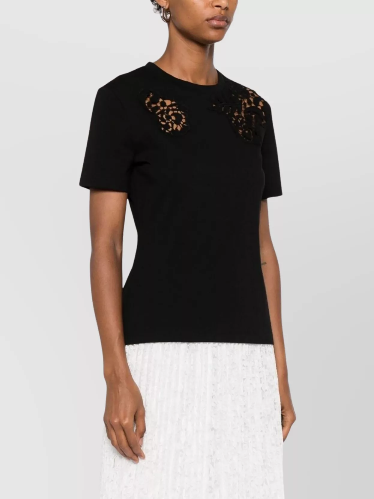 Tシャツ・カットソー Ermanno Cotton T-Shirt With Lace Detailing Ermanno Scervino Cotton t-shirt lace detail | The Fashion Square