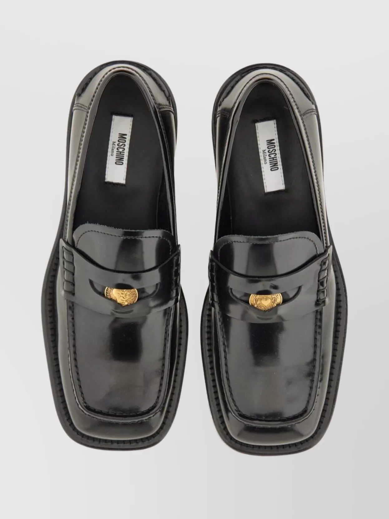 Moschino Round Toe Loafers Featuring Gold-Tone Detail