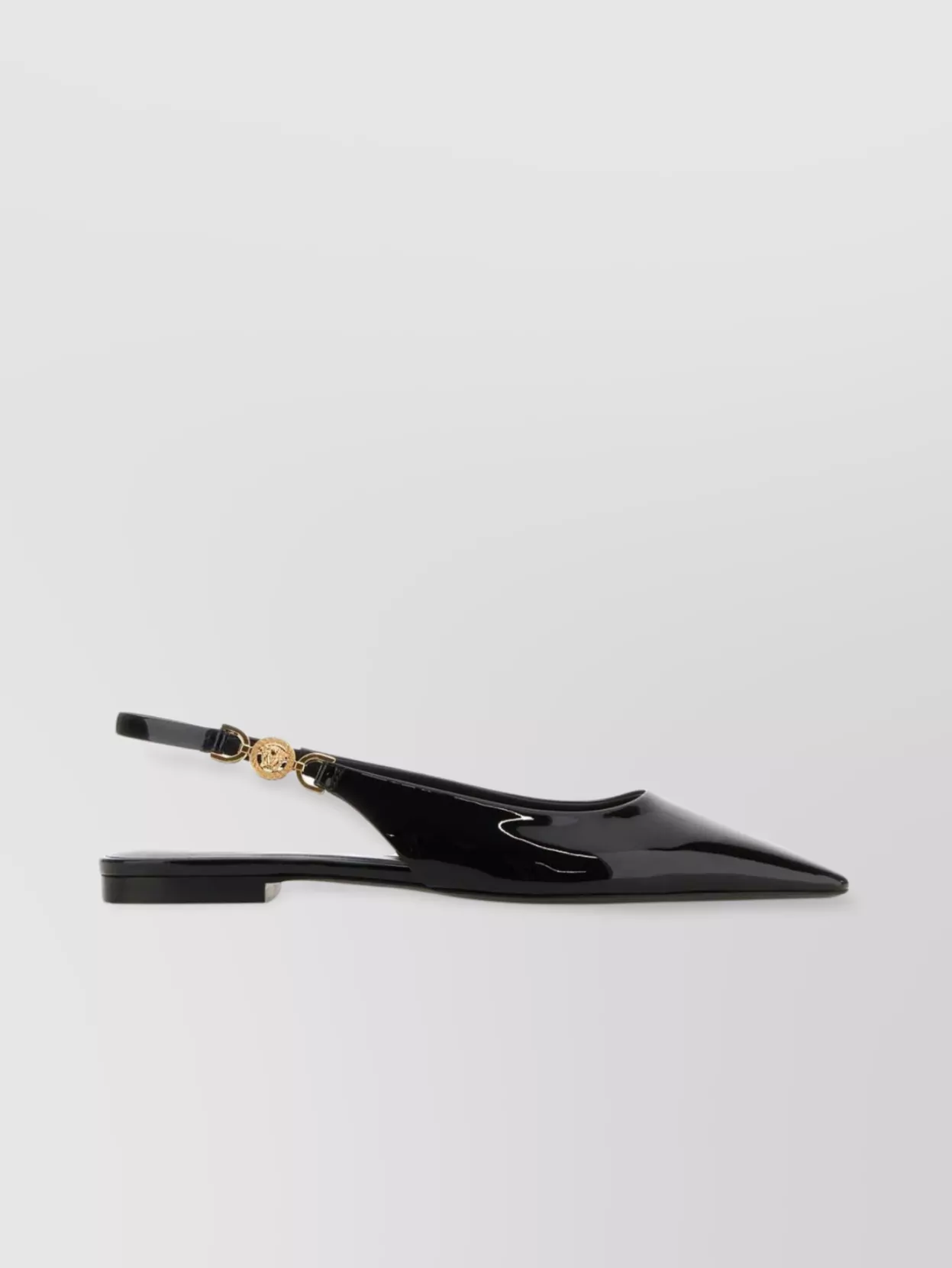 Shop Versace Pointed Leather Ballet Flats