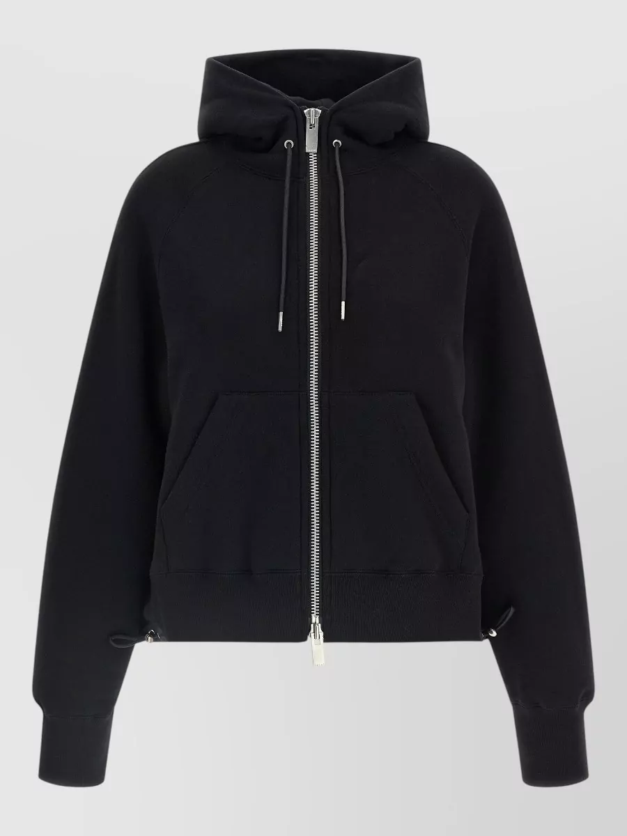 Sacai ribbed cotton zip hoodie
