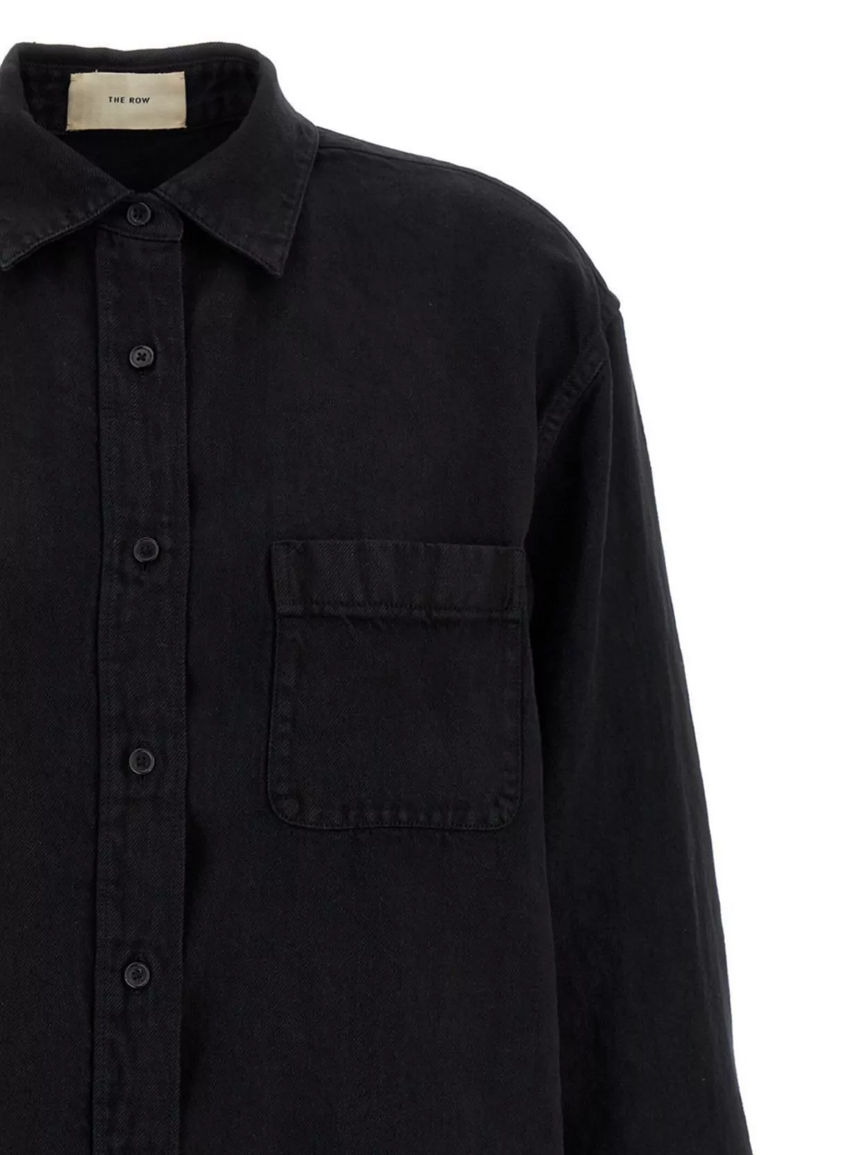 The Row Pocketed Curved Hem Long Sleeve Shirt