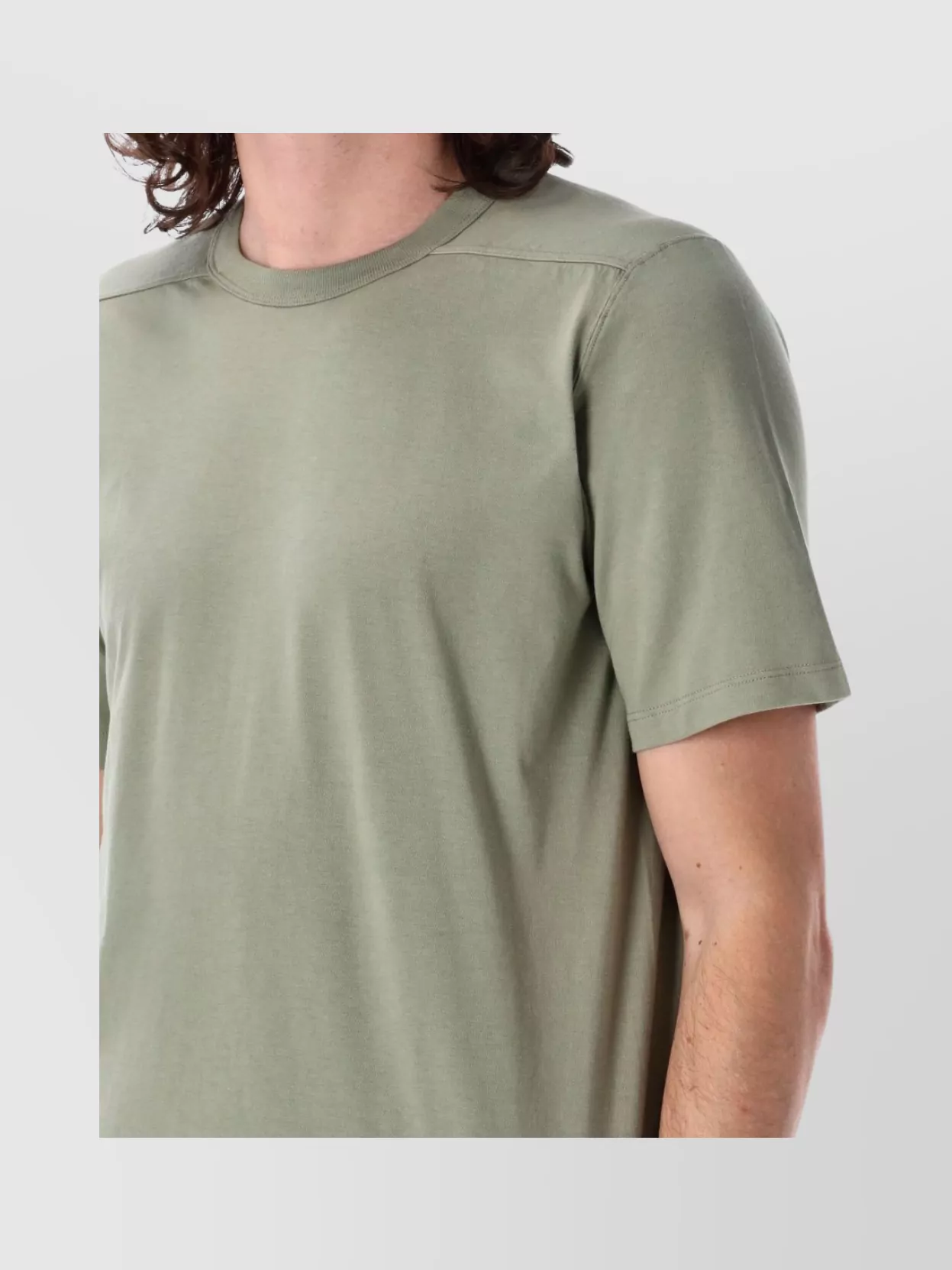 Rick Owens Celadon Cotton T-shirt With Elongated Hem In Green