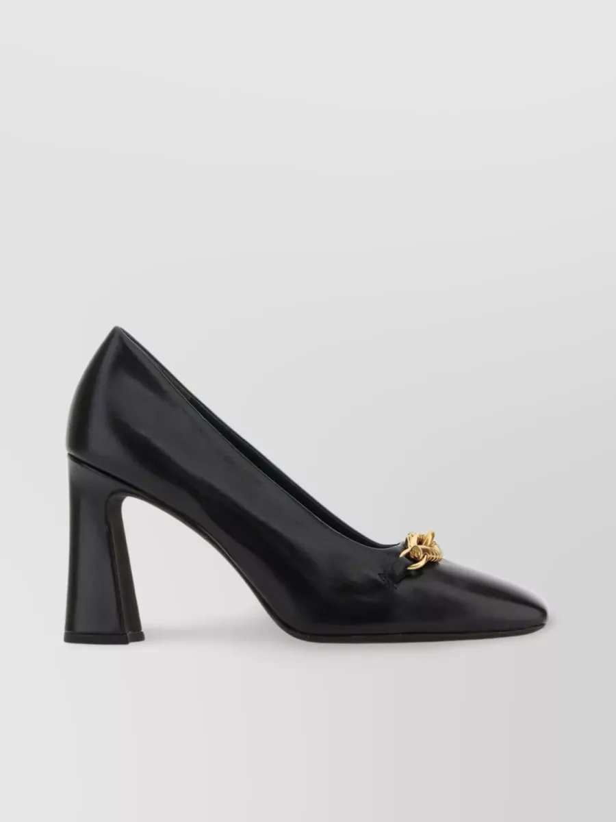Shop Tory Burch Jessa Pumps With Unique Heel And Metal Embellishment In Black