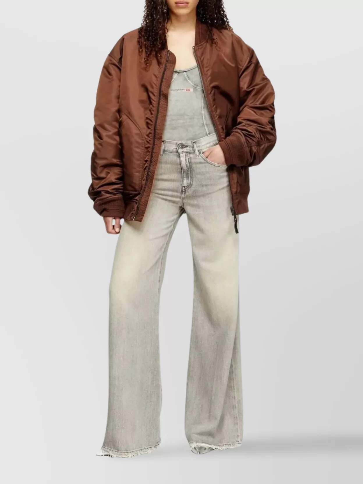 Diesel Wide Leg Frayed Hem Trousers