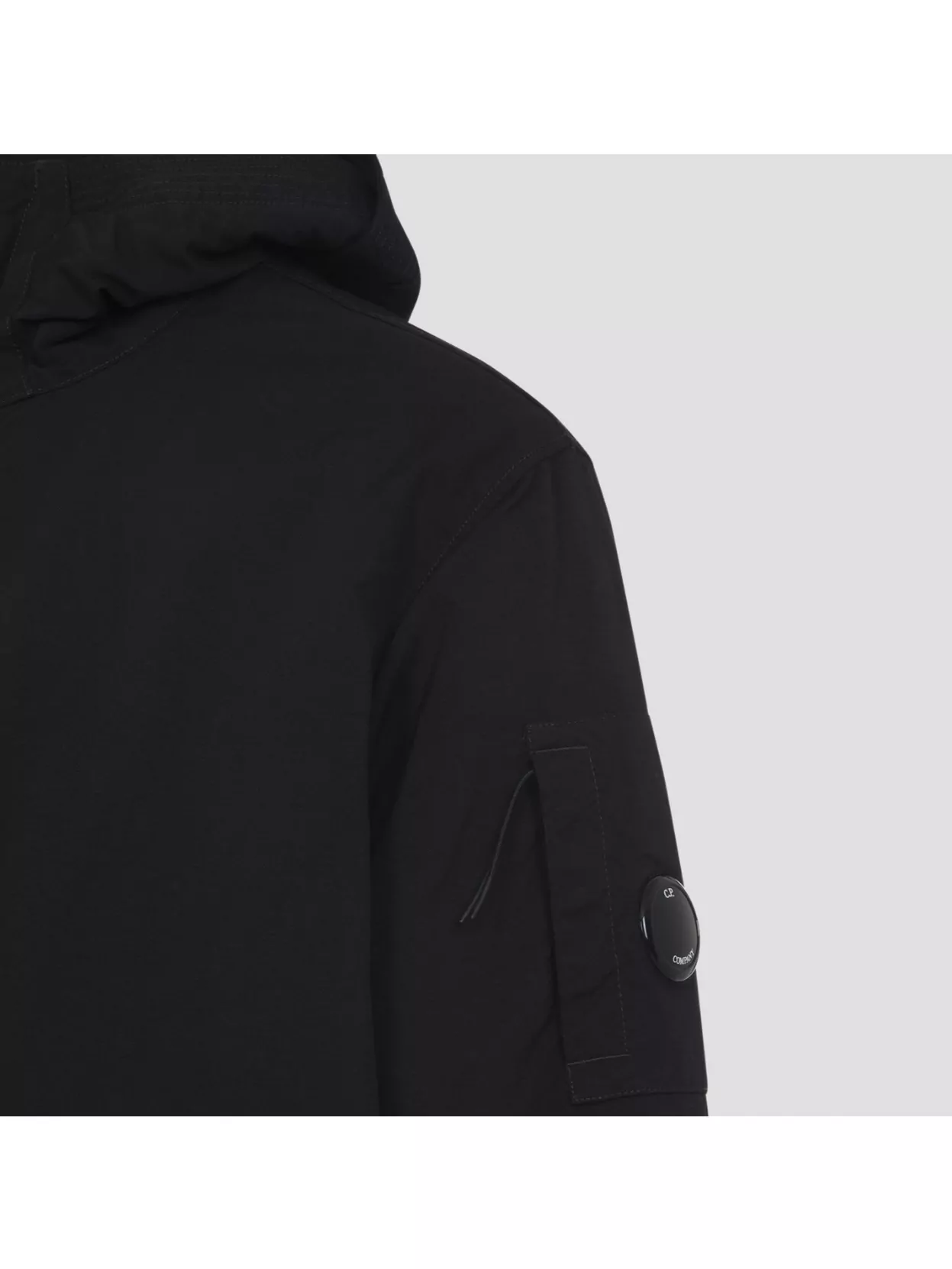 C.p. Company Long Jacket With Adjustable Cuffs And Hood In Black