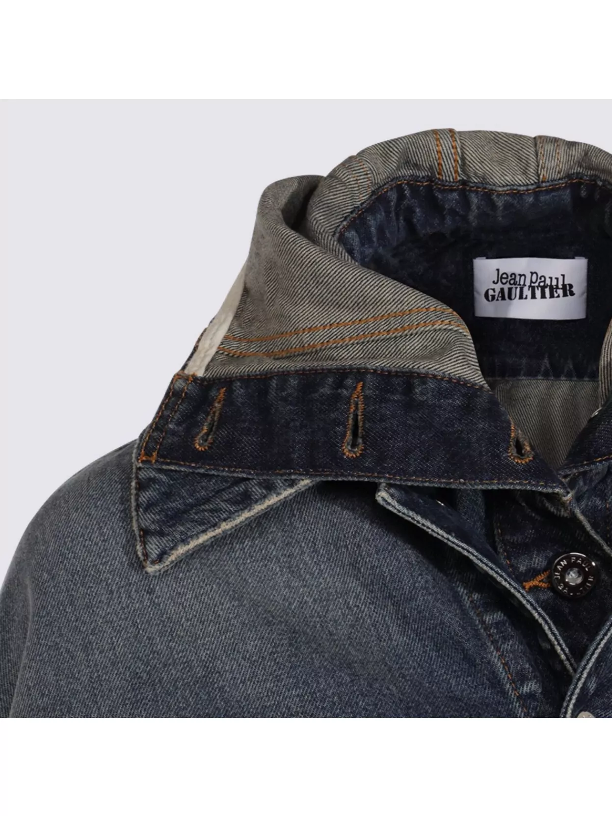 Jean Paul Gaultier Stitched Contrast Hooded Jacket With Front Pockets In Blue