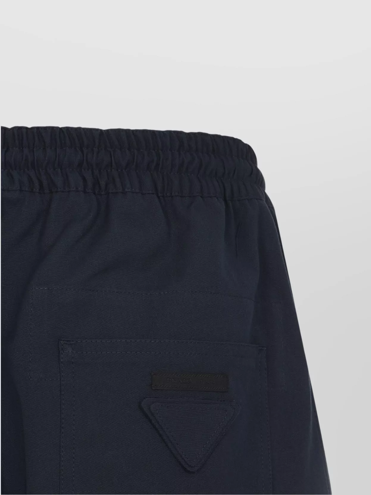 Prada Cotton Straight Leg Trousers With Elastic Waistband In Blue
