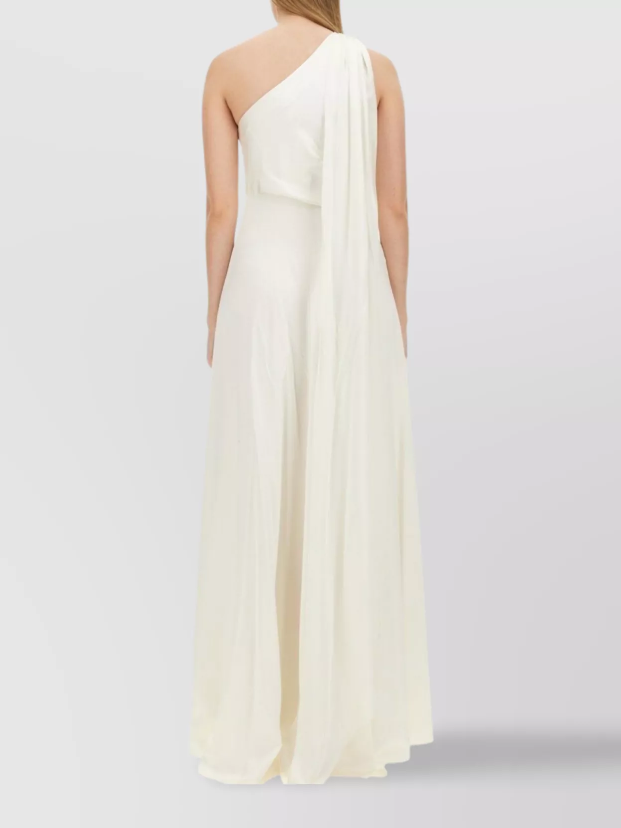 Max Mara One Shoulder Satin Floor-Length Dress