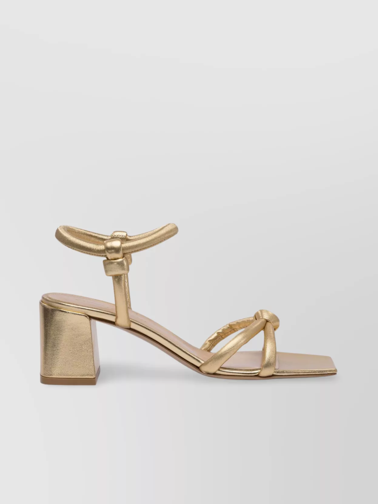 Gianvito Rossi Metallic Block Heel Sandals With Knotted Detail