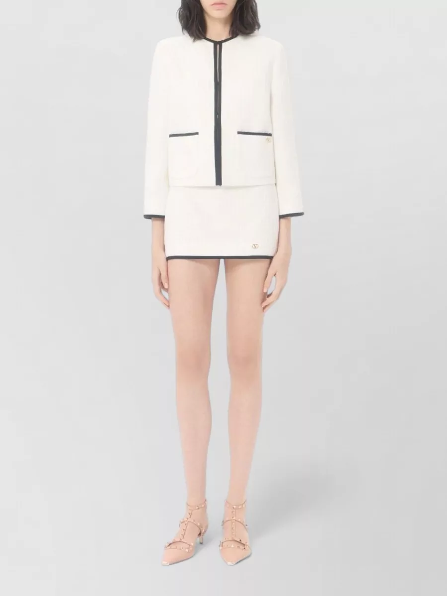 Valentino Cotton Tweed Fitted Skirt