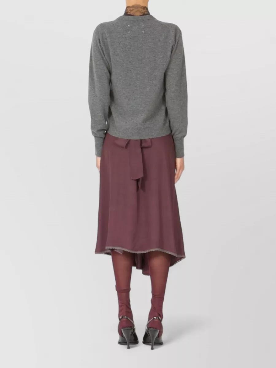 Maison Margiela V Neck Wool Cardigan Long Sleeves Pockets