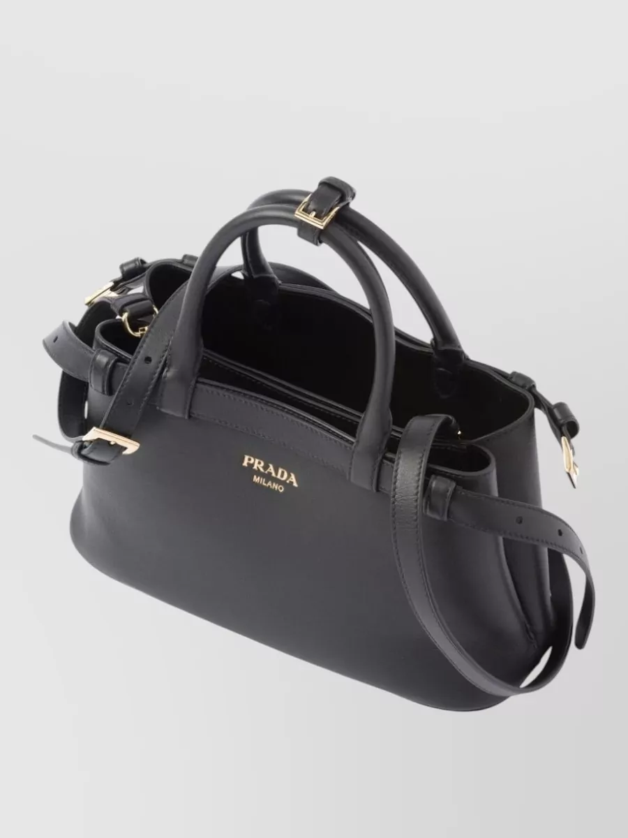 Prada Buckle Small Leather Handbag With Double Belt