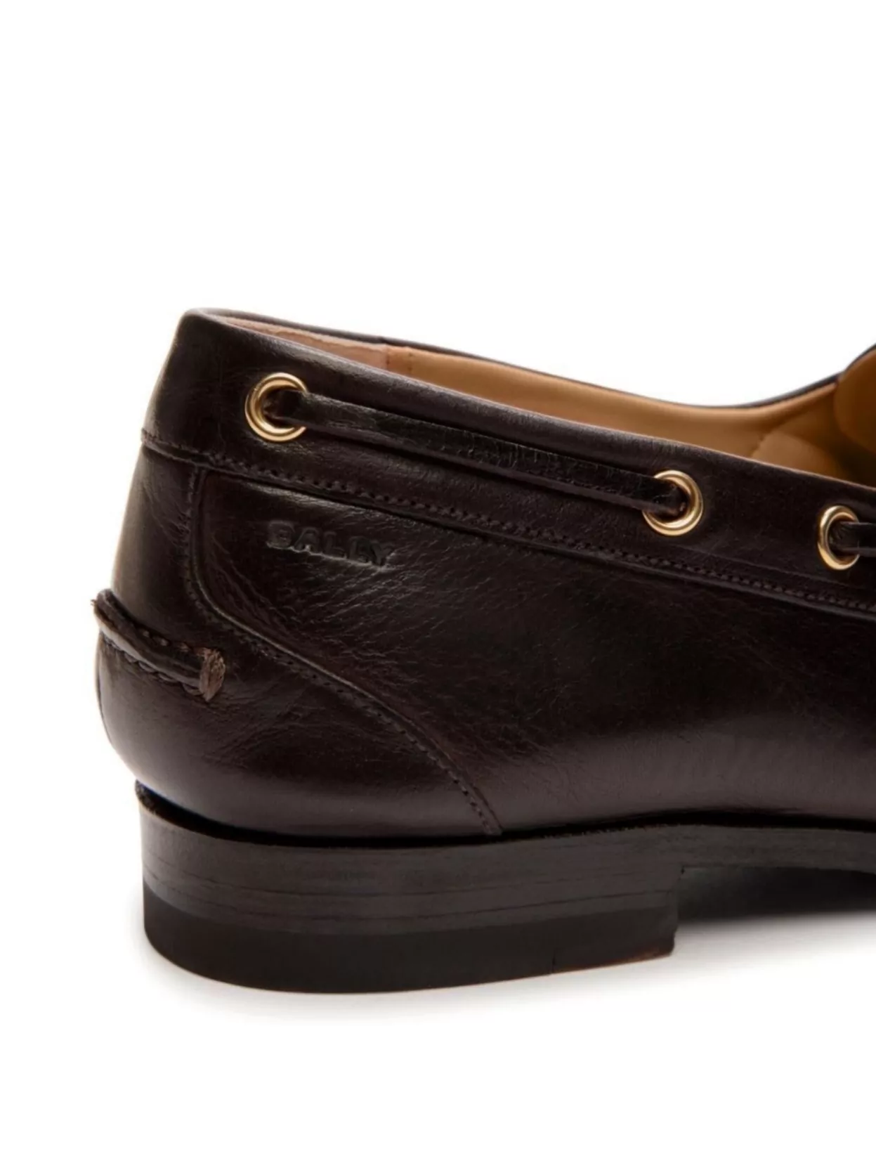 Bally Apron Toe Stacked Heel Loafers With Eyelet Detailing In Brown