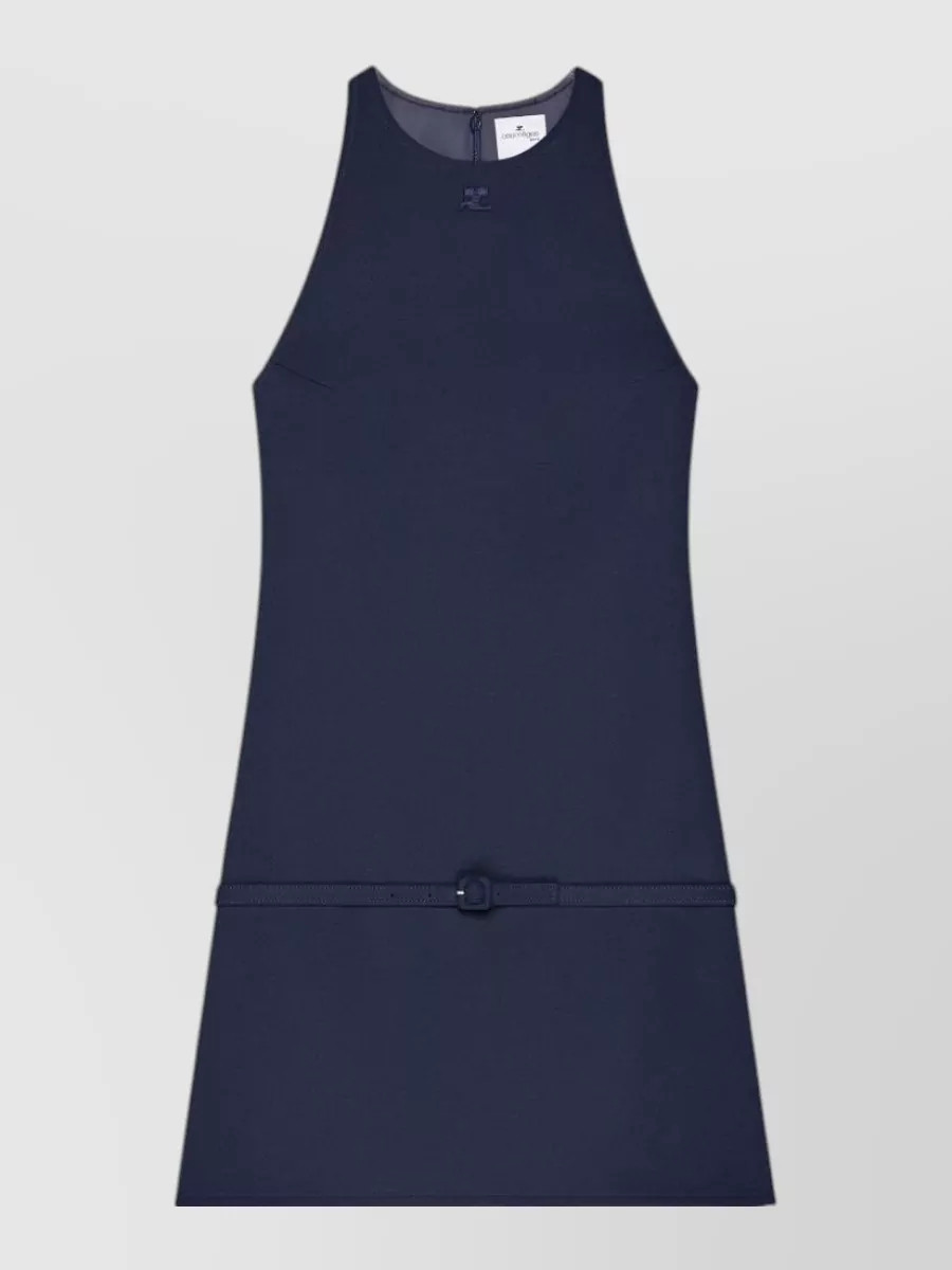 Courrèges Twill sleeveless belted mini dress