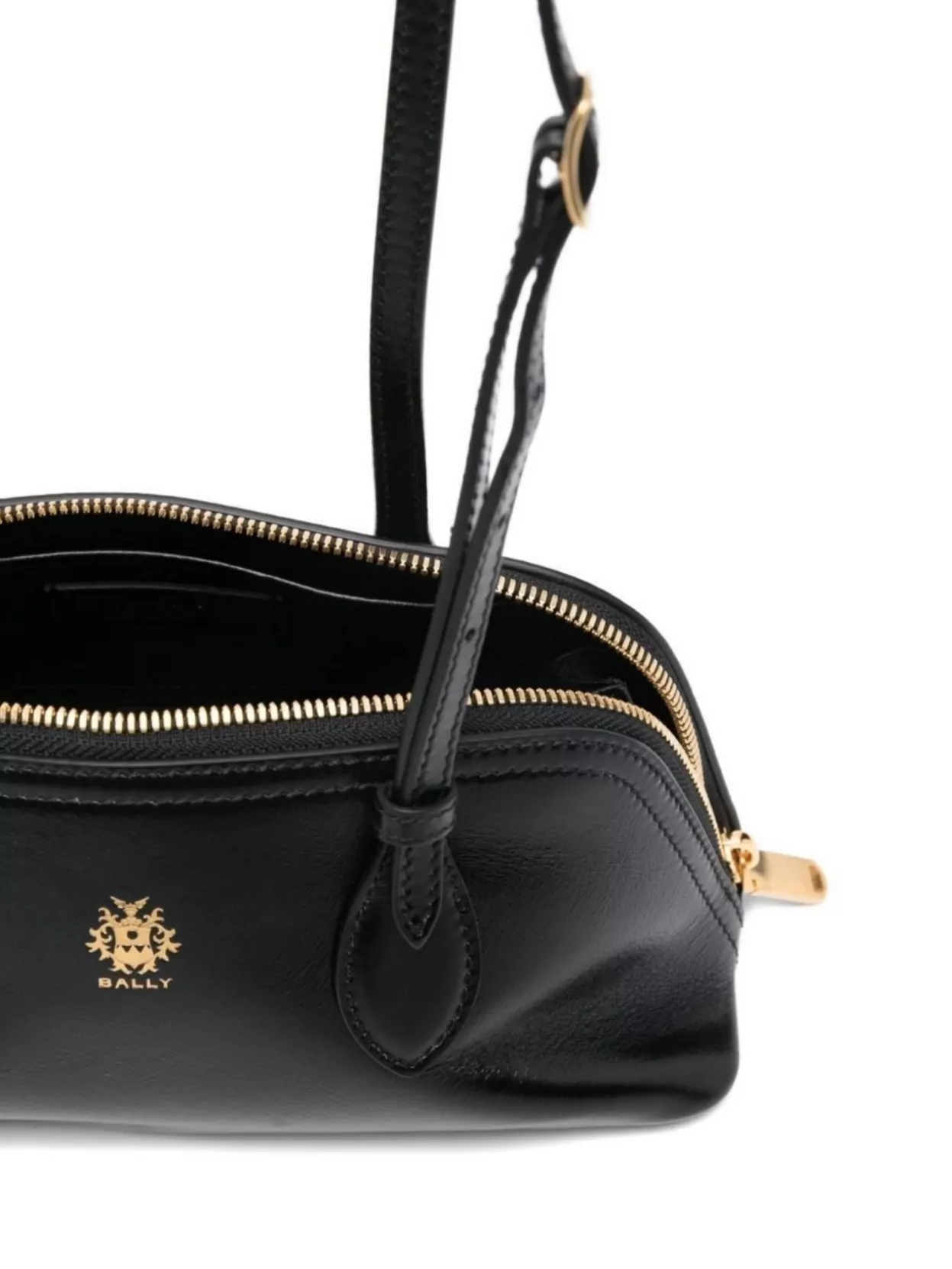 Bally Leather Shoulder Bag Adjustable Strap In Black