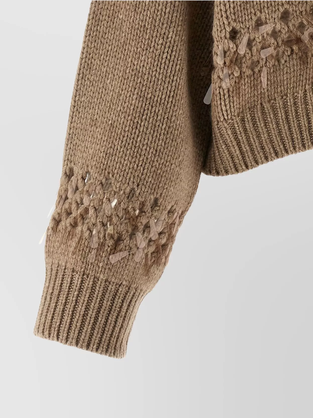 Brunello Cucinelli Drop Sequin Sweater Sweaters And Cardigans Beige In Brown