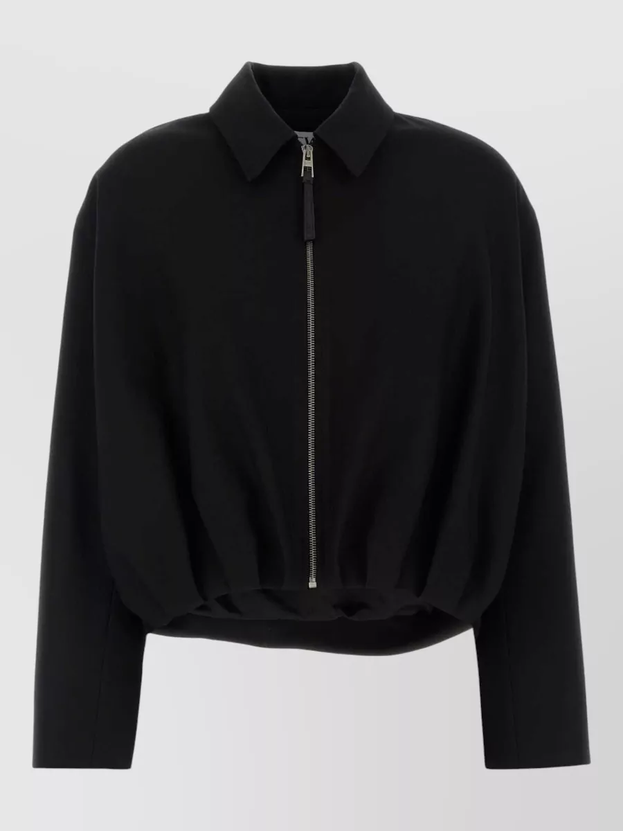 Loewe Collared Wool Jacket Long Sleeves In Black
