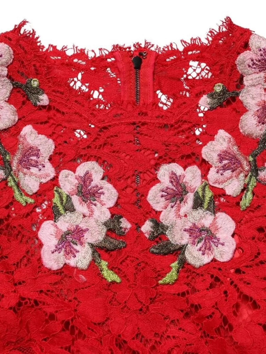Dolce&Gabbana Floral Lace Long-Sleeve Dress