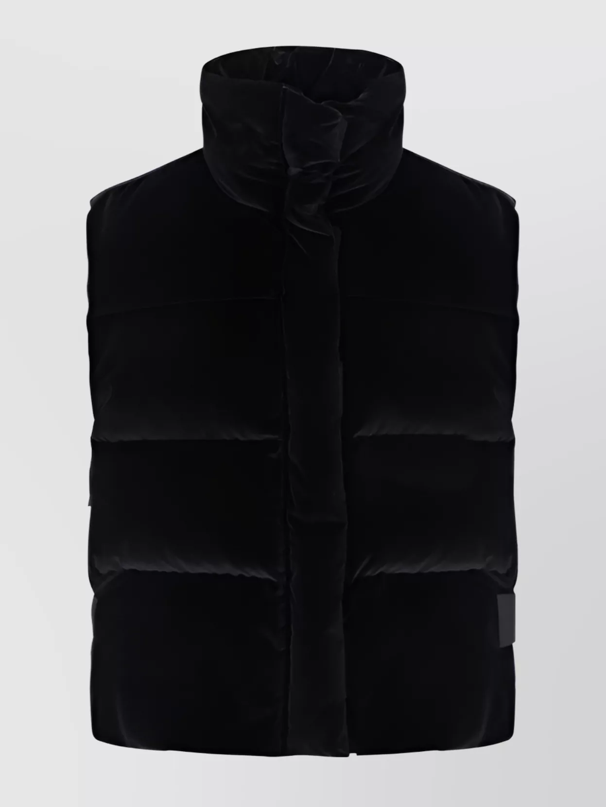 Msgm Quilted Cotton Vest High Collar In Black