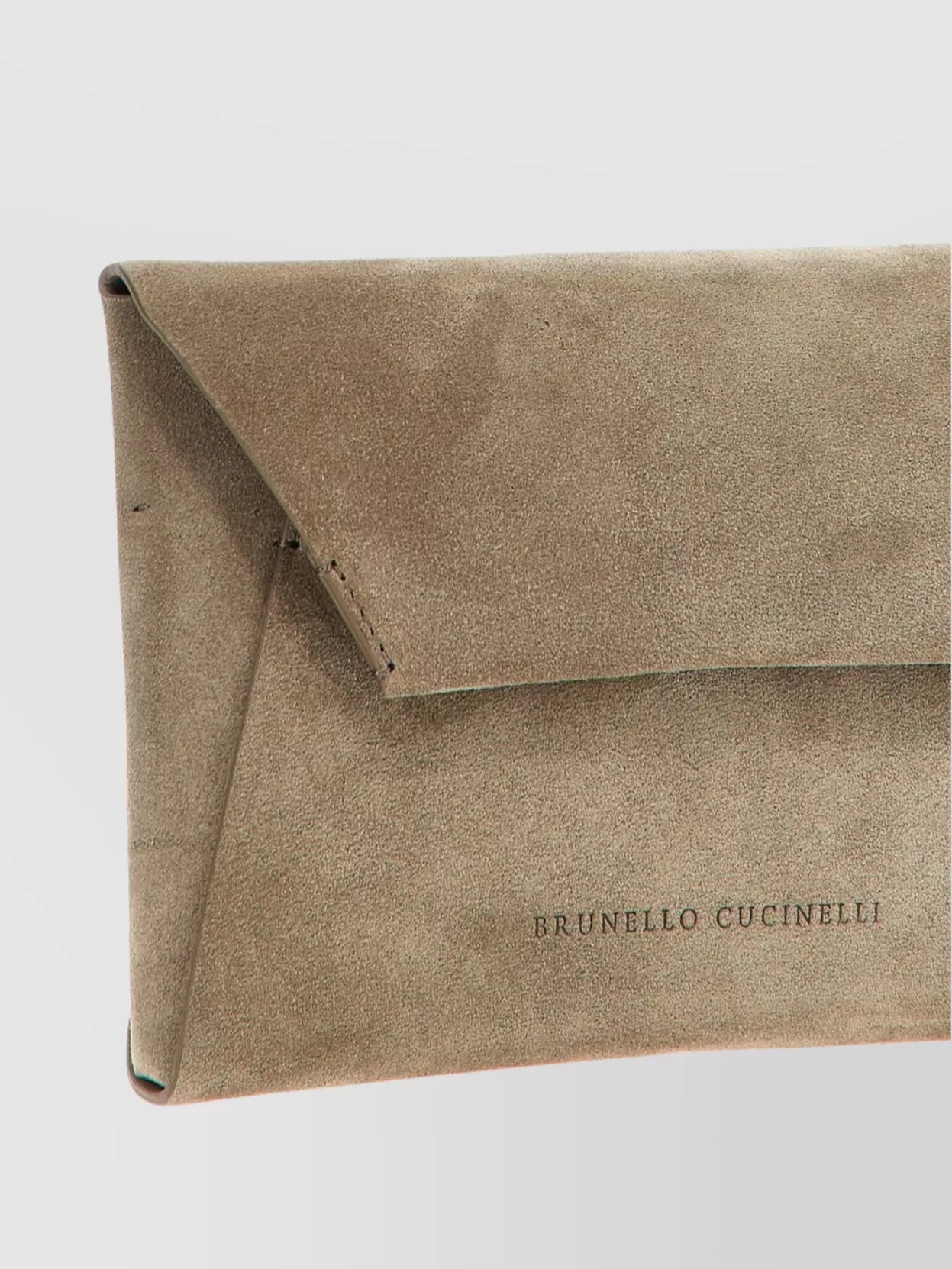 Shop Brunello Cucinelli Suede Envelope Clutch Chain Strap