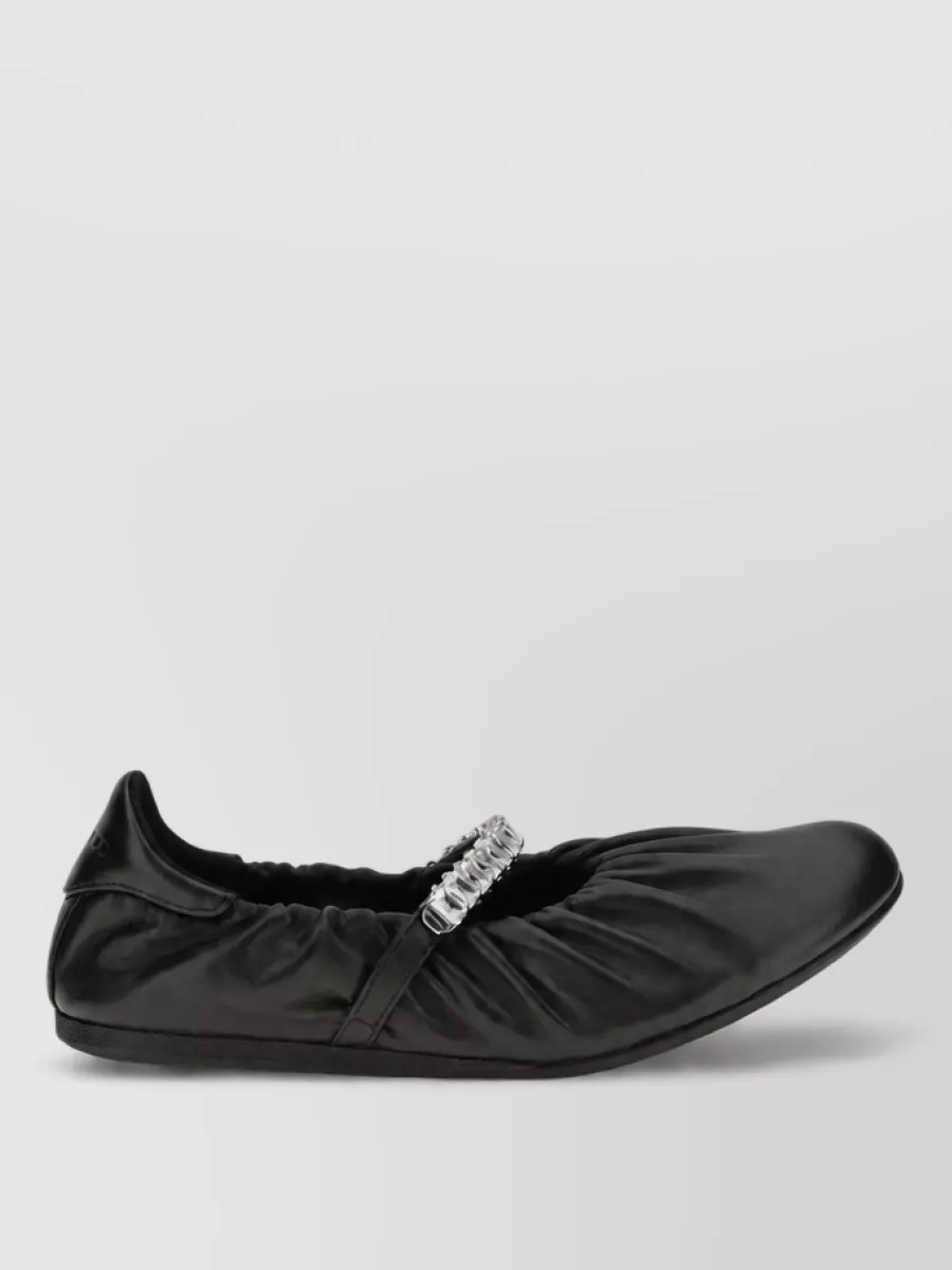 Jimmy Choo Leather Crystal-Embellished Ballerina Shoes