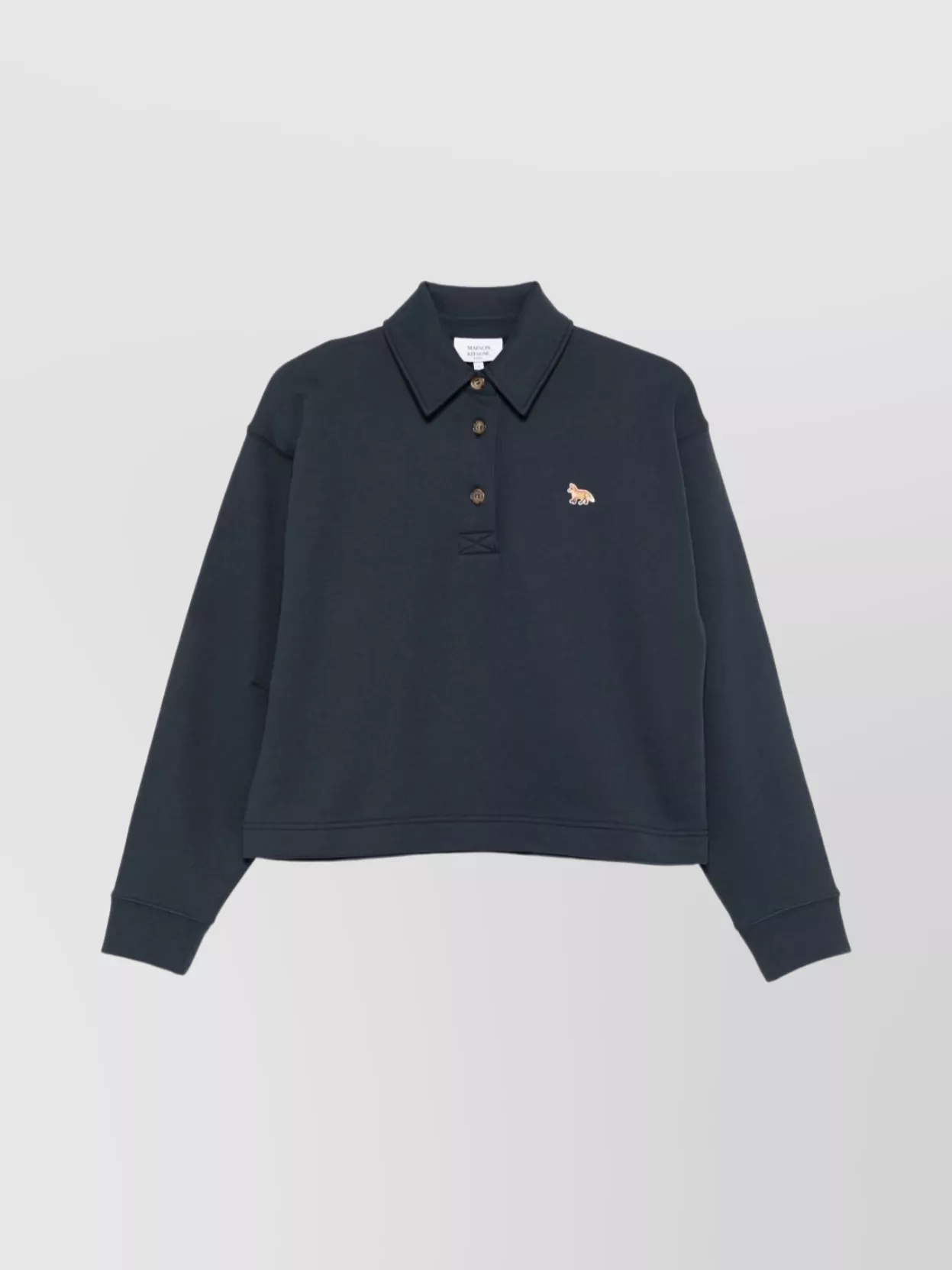Maison Kitsuné Baby Fox Cropped Polo Sweatshirt In Blue