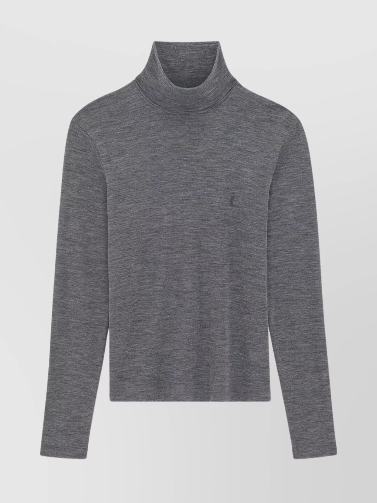 Shop Saint Laurent Knit Textured Short Cut High Neck In Grey