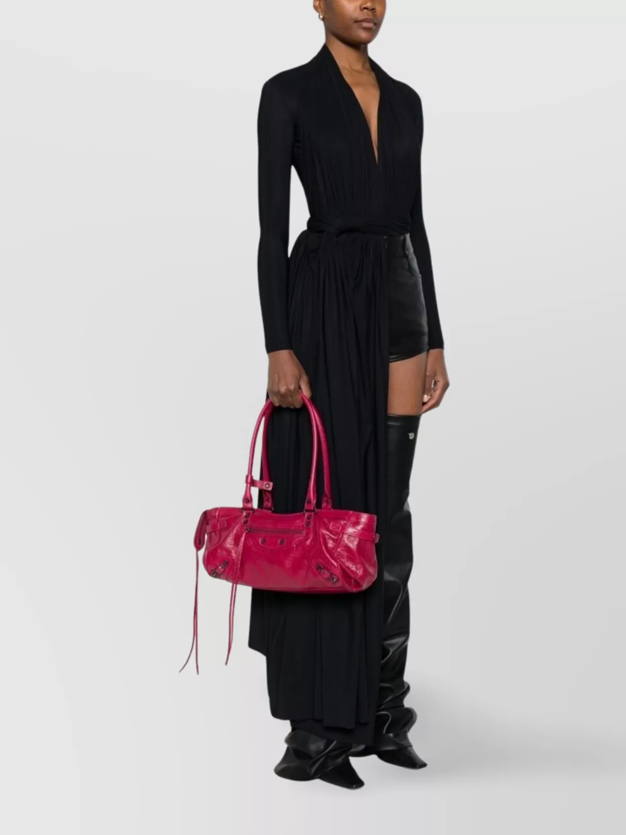 Balenciaga Leather Shoulder Bag Textured Finish