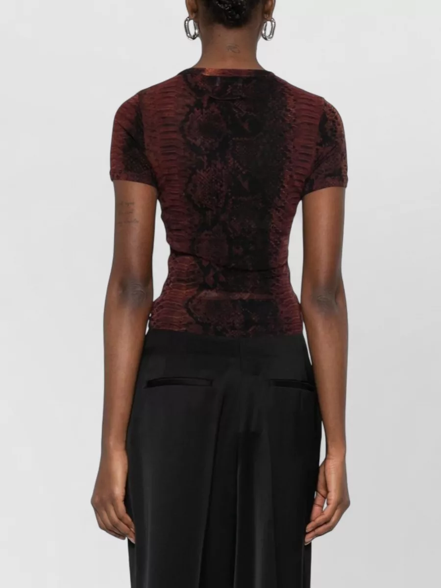 Jean Paul Gaultier Snake Print Stretch Top Short Sleeves