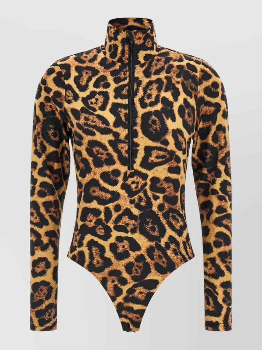 Goldbergh jaguar-print high-neck long-sleeve bodysuit