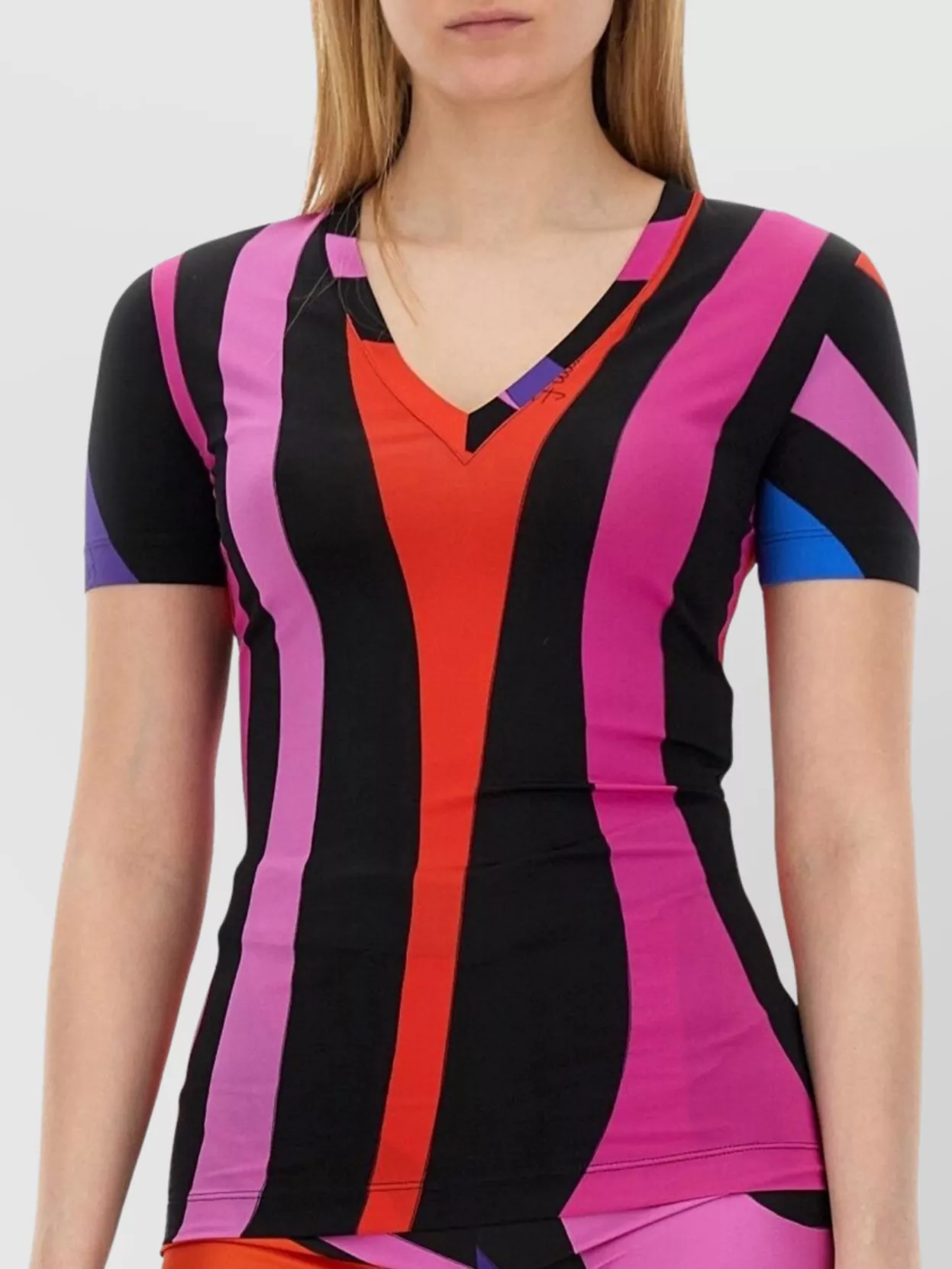 Pucci Slim Fit V-Neck Marble Print T-Shirt