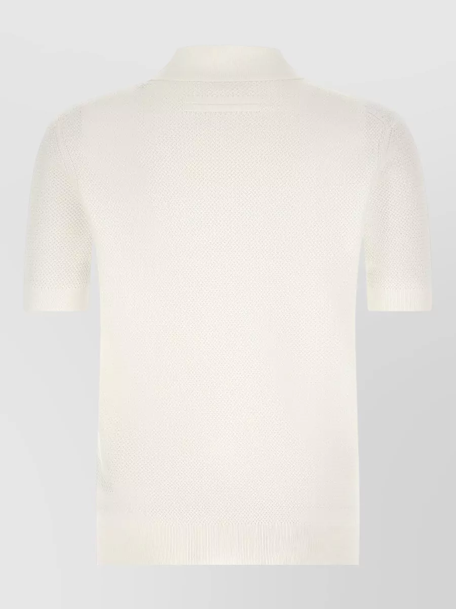 Zegna Ribbed Jacquard Knit Polo Shirt