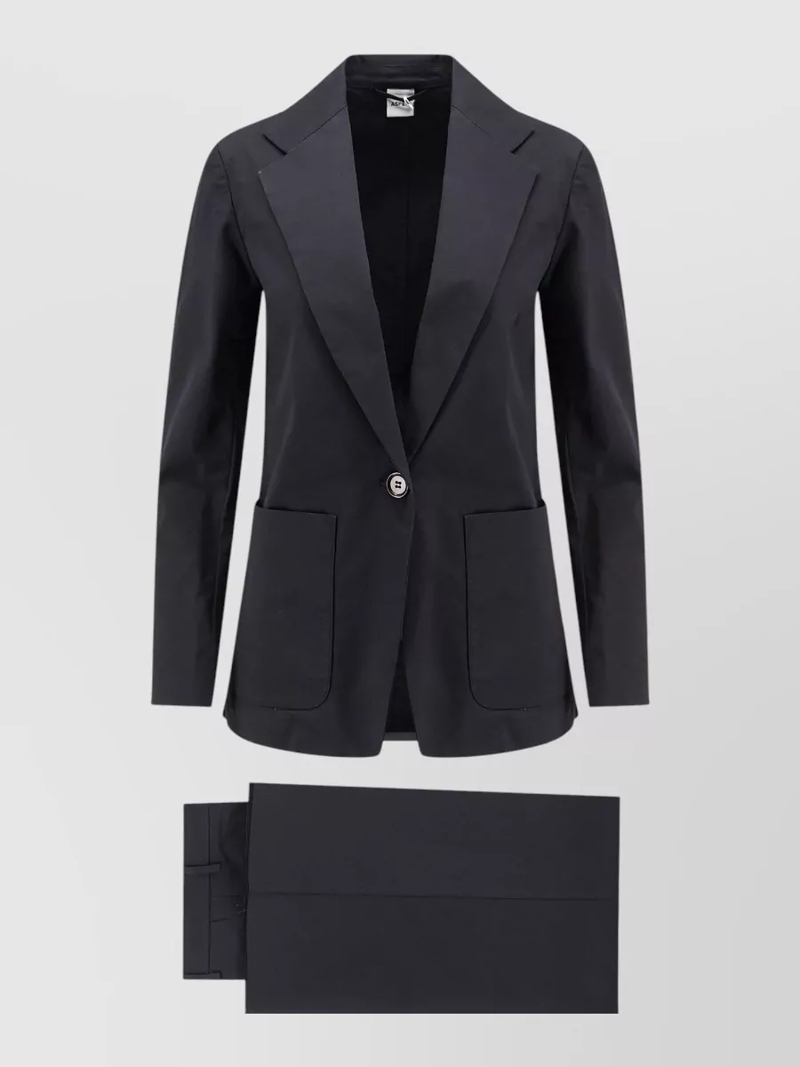 Aspesi Stretch Cotton Suit Single Breasted Blazer In Black