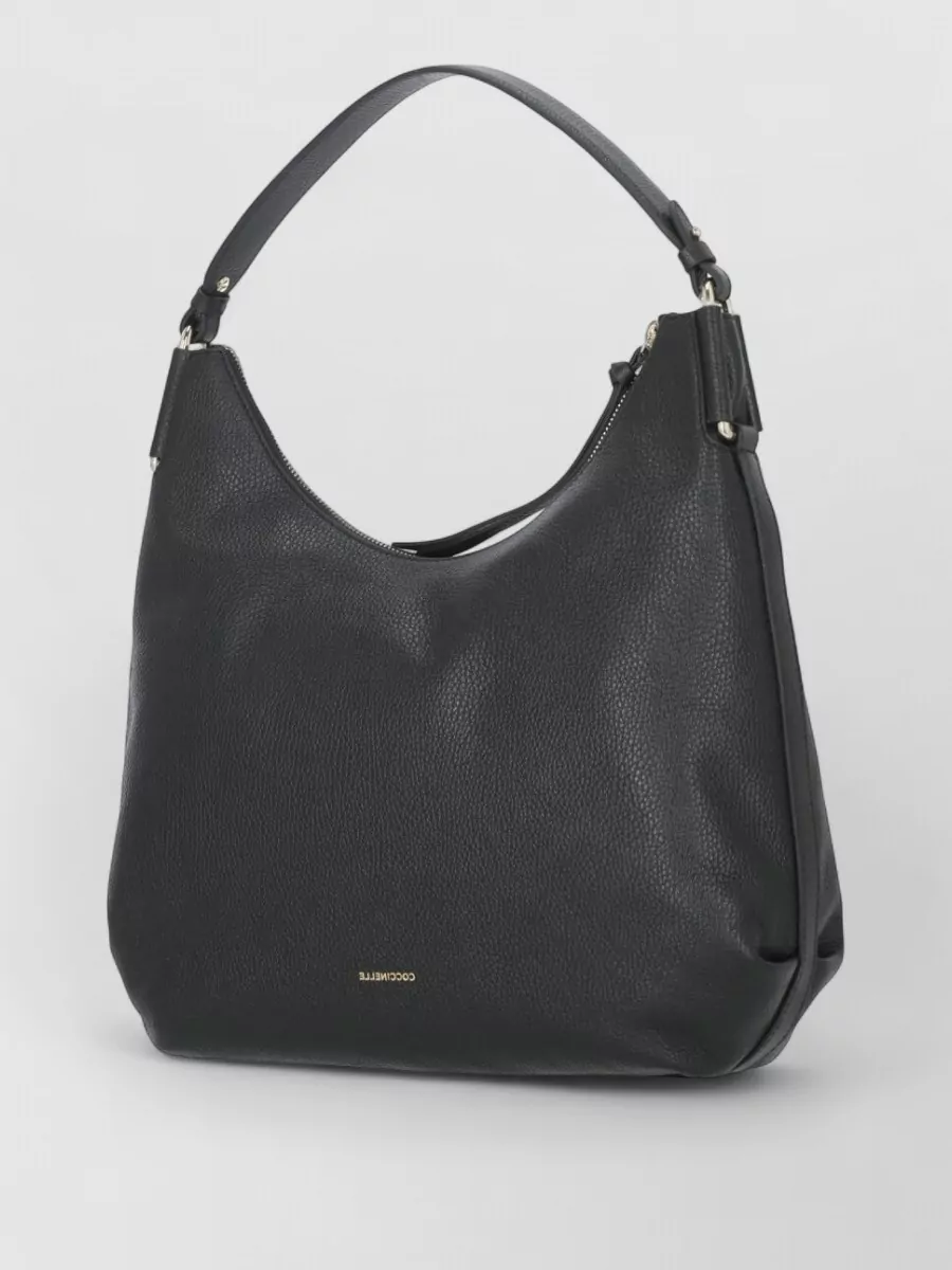 Coccinelle Pebbled Leather Shoulder Bag Removable Strap Handle