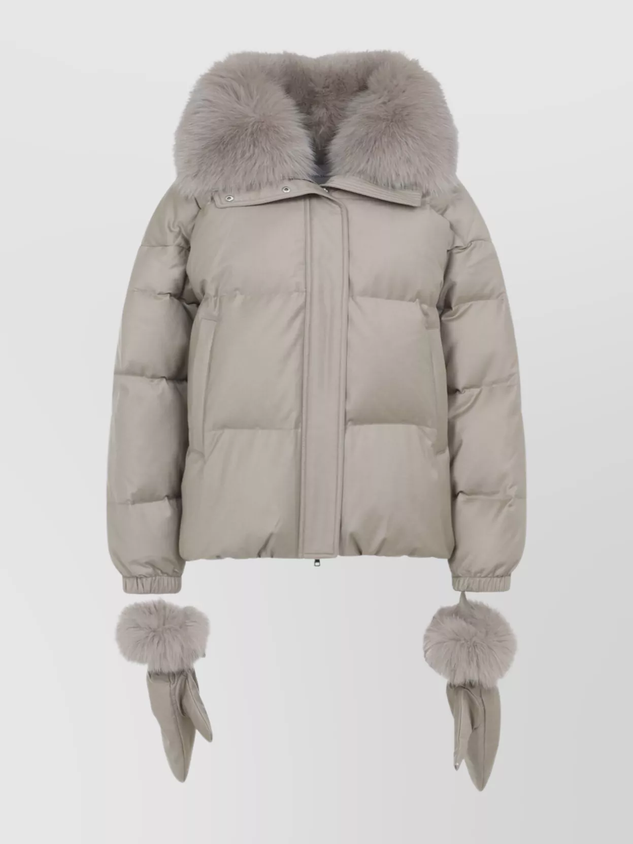 Yves Salomon Luxurious Puffer Jacket With Faux Fur Collar
