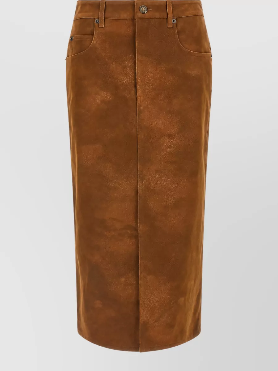 Isabel Marant Etoile suede-effect midi pencil skirt