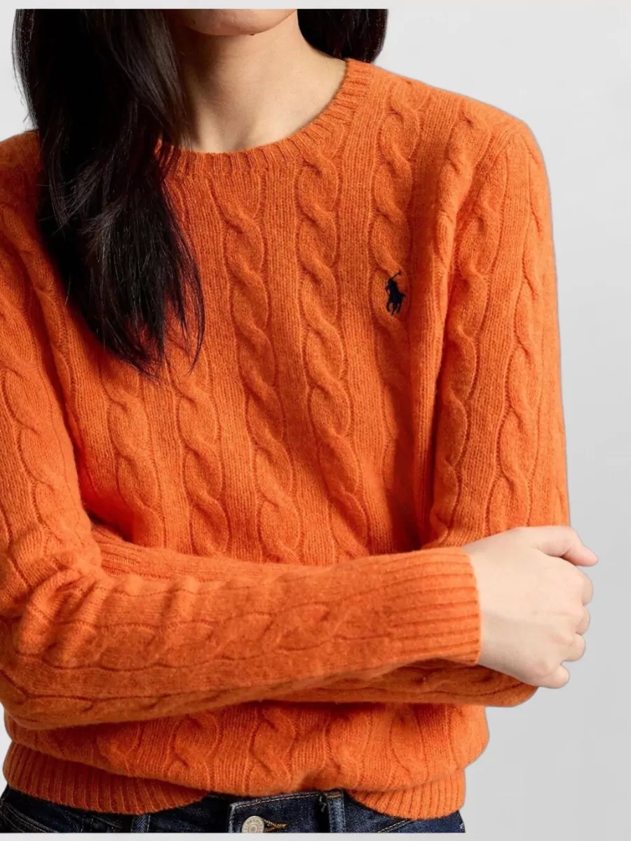 Polo Ralph Lauren Cashmere Cable-Knit Slim-Fit Crew-Neck Sweater