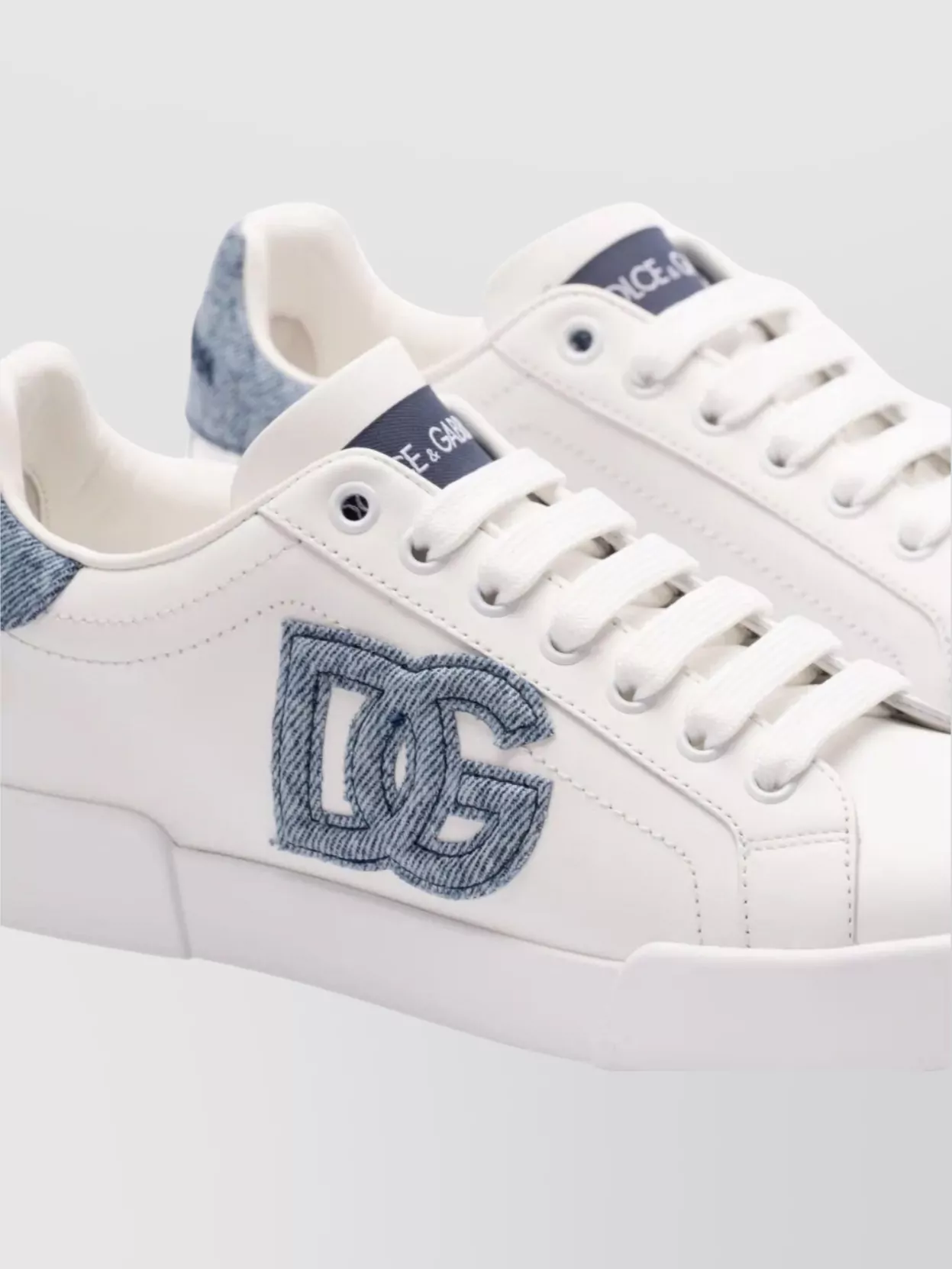 Dolce&Gabbana Low-Top Leather Sneakers Denim Detailing