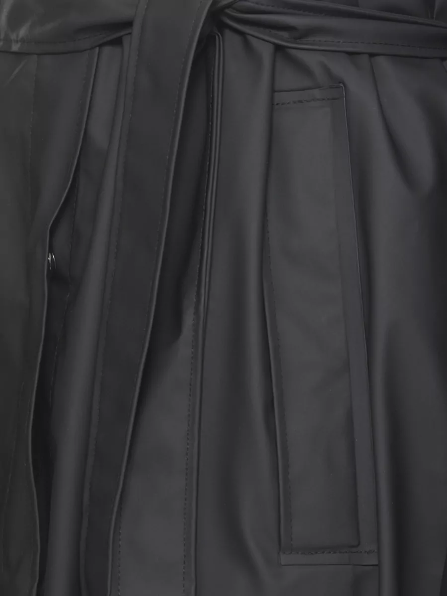 Rains Hooded Raincoat Belted Long Sleeves Pockets