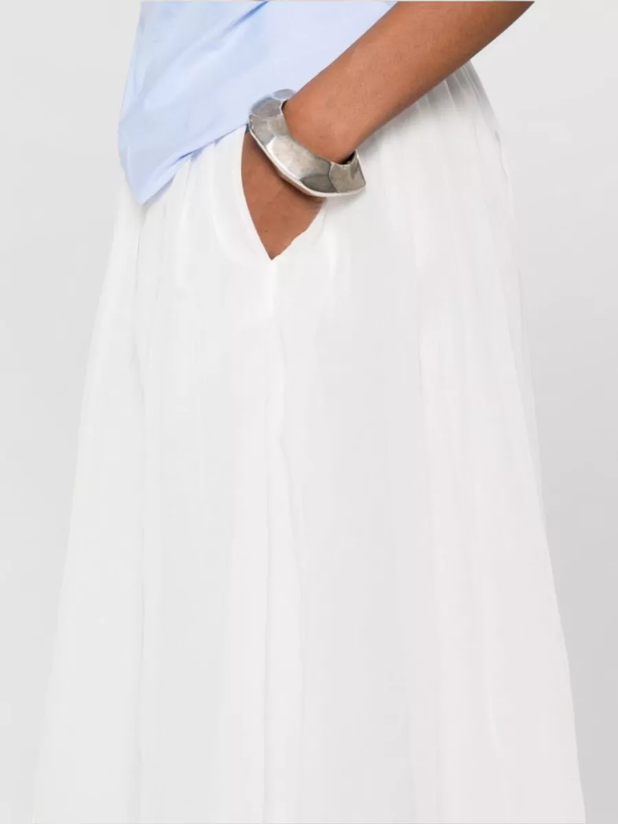 Brunello Cucinelli Long Flowing Cotton Skirt With Sheer Overlay