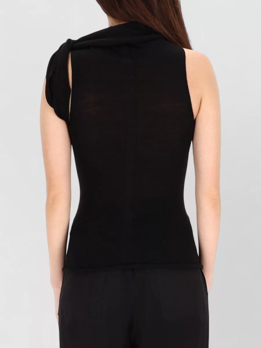 Rick Owens Knit Twist Top Asymmetric Neck Sleeveless