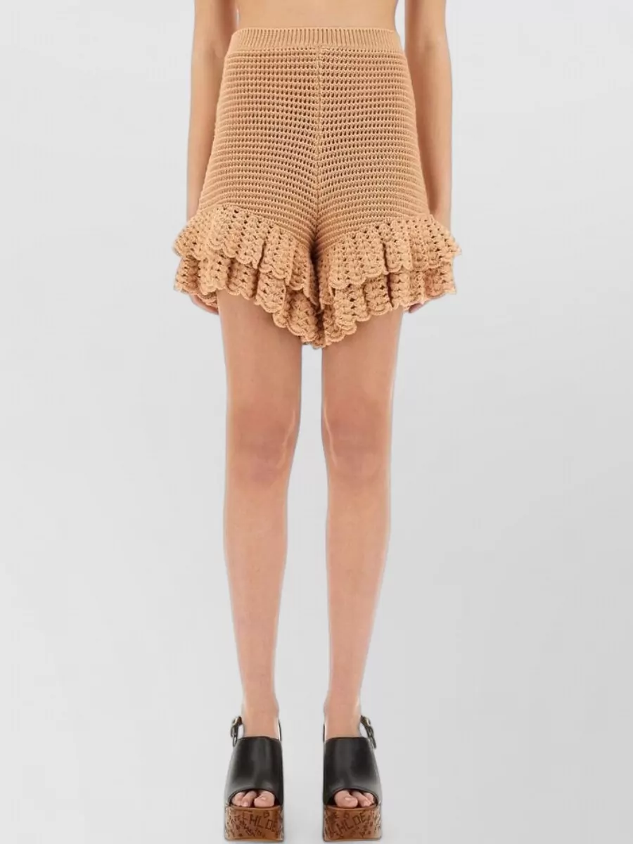 Chloé Crochet-knit cotton mini shorts