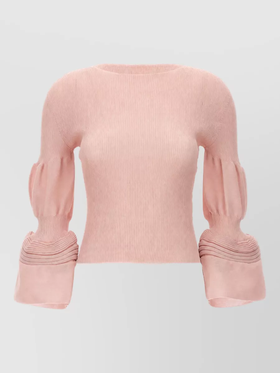 Issey Miyake long-sleeve puff-sleeve knit top