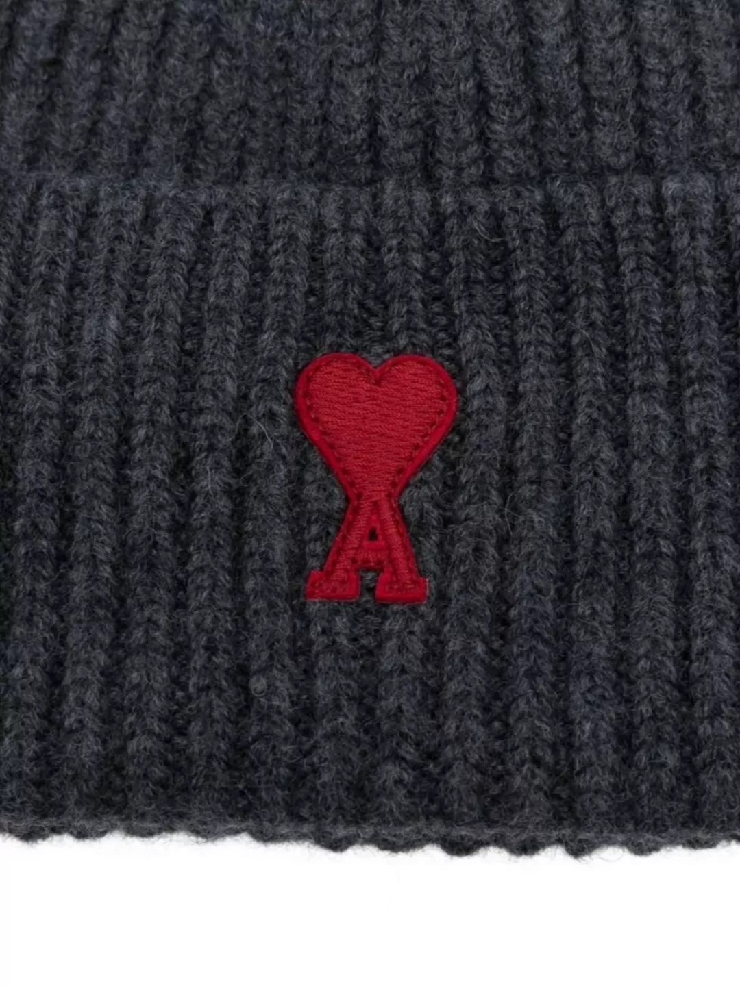 Ami Alexandre Mattiussi Wool Beanie With Ribbed Knit Design
