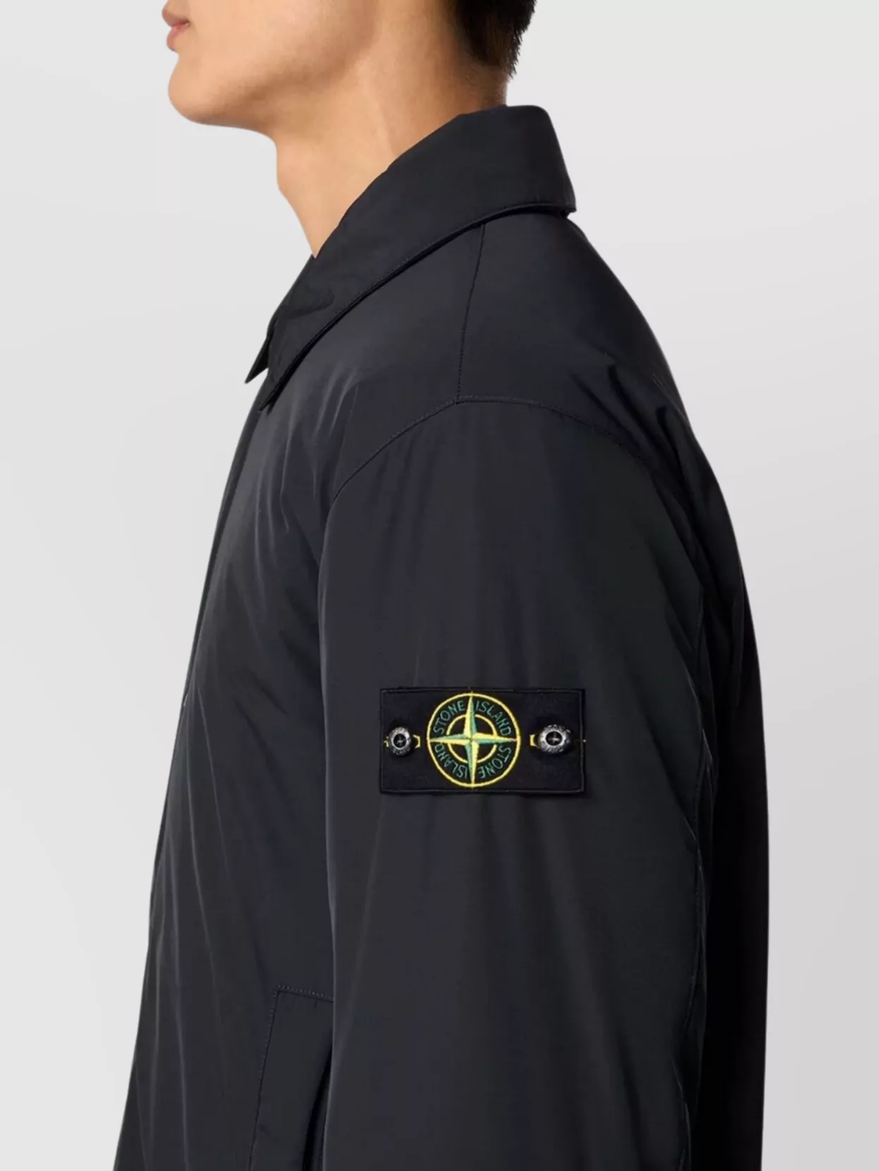 Stone Island Quilted Twill Jacket With Double Pockets In Blue
