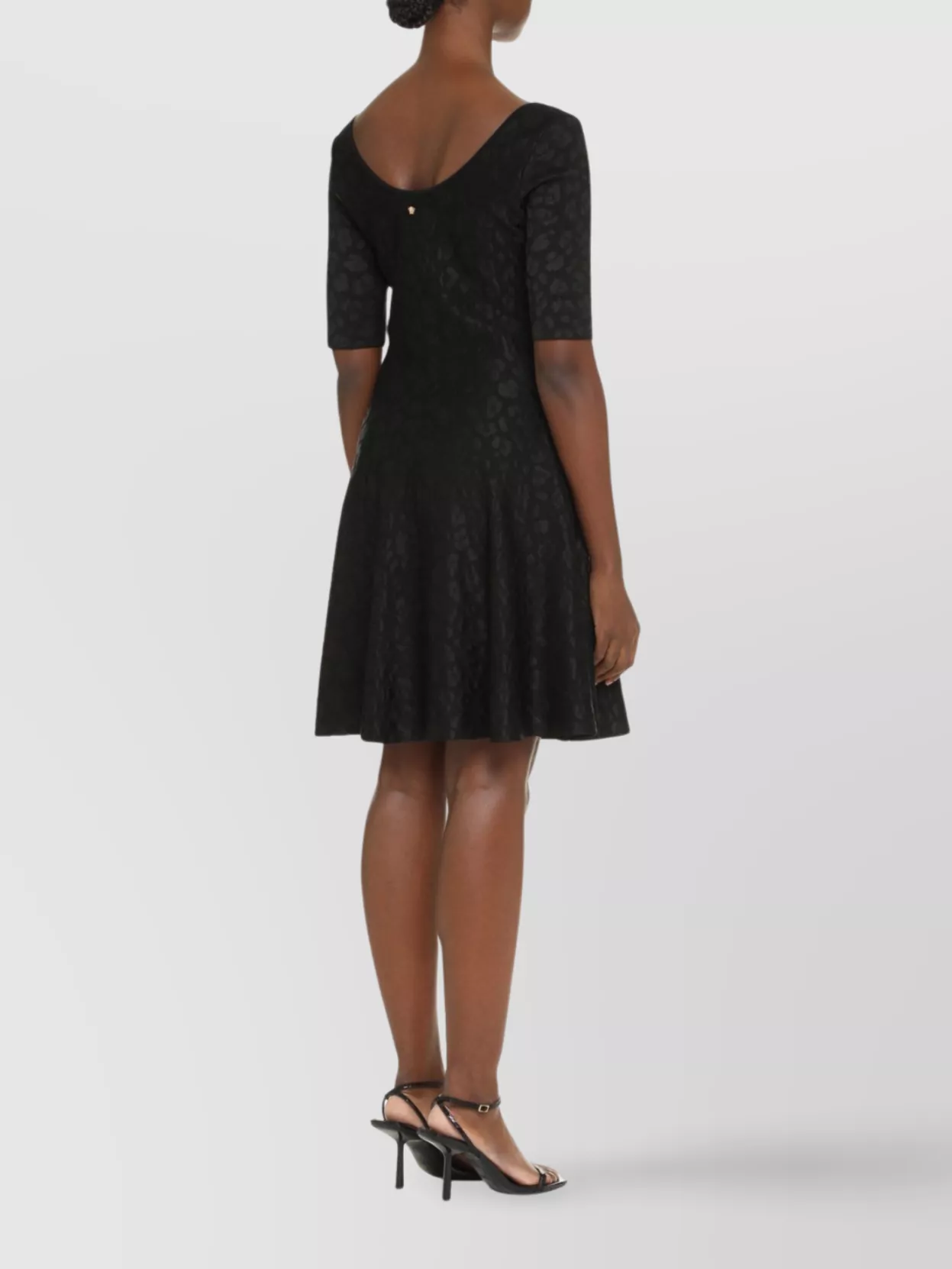 Versace Mini Dress With Flared Skirt And Scoop Neckline In Black