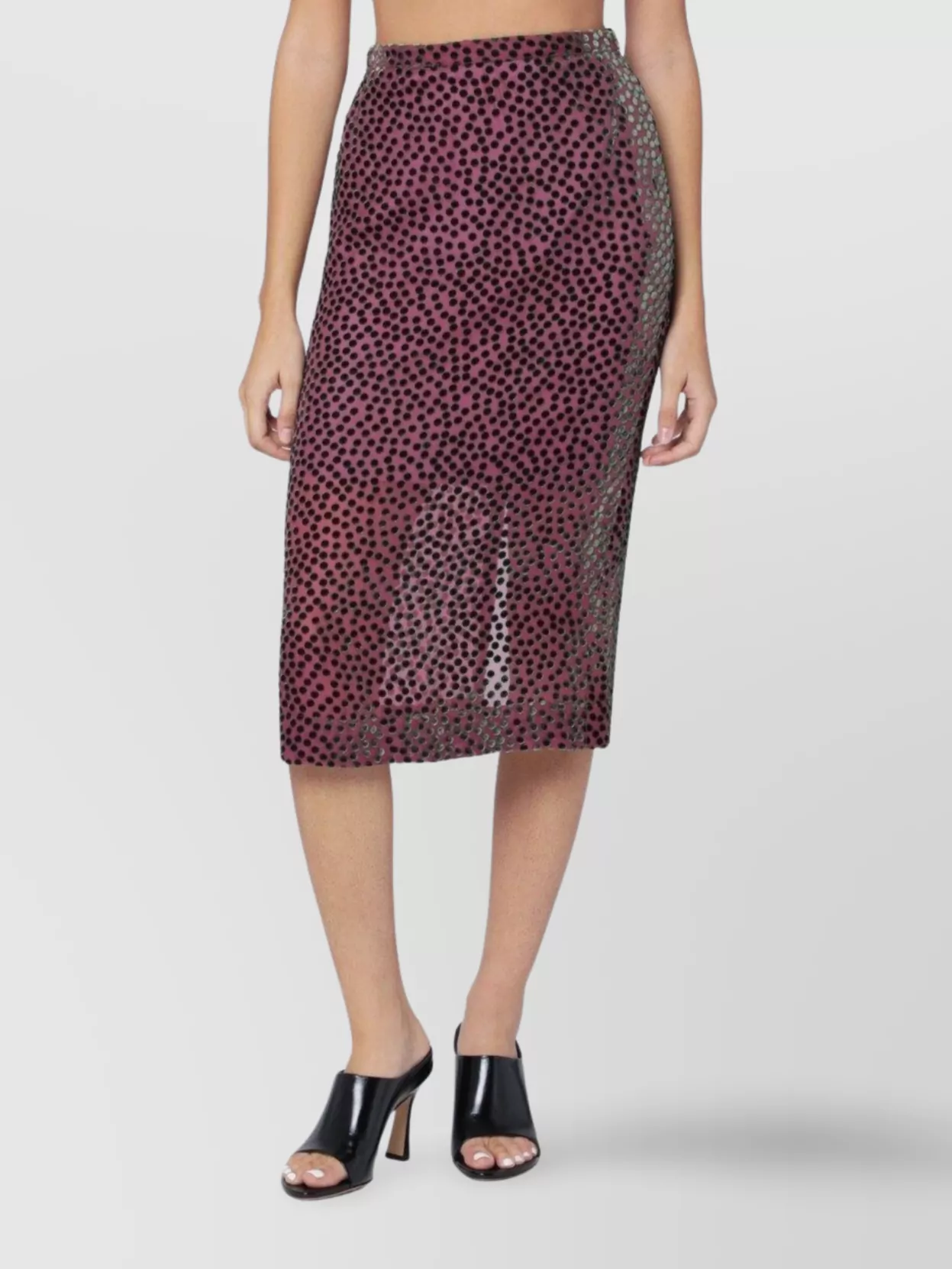 Dries Van Noten Silk Blend Midi Skirt With Polka Dots In Purple