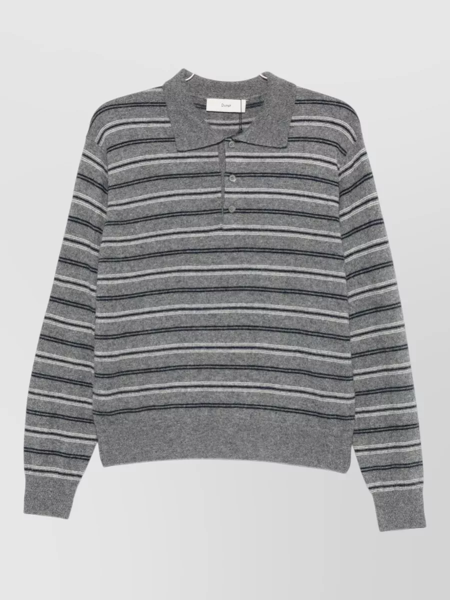 Dunst striped ribbed wool polo jumper