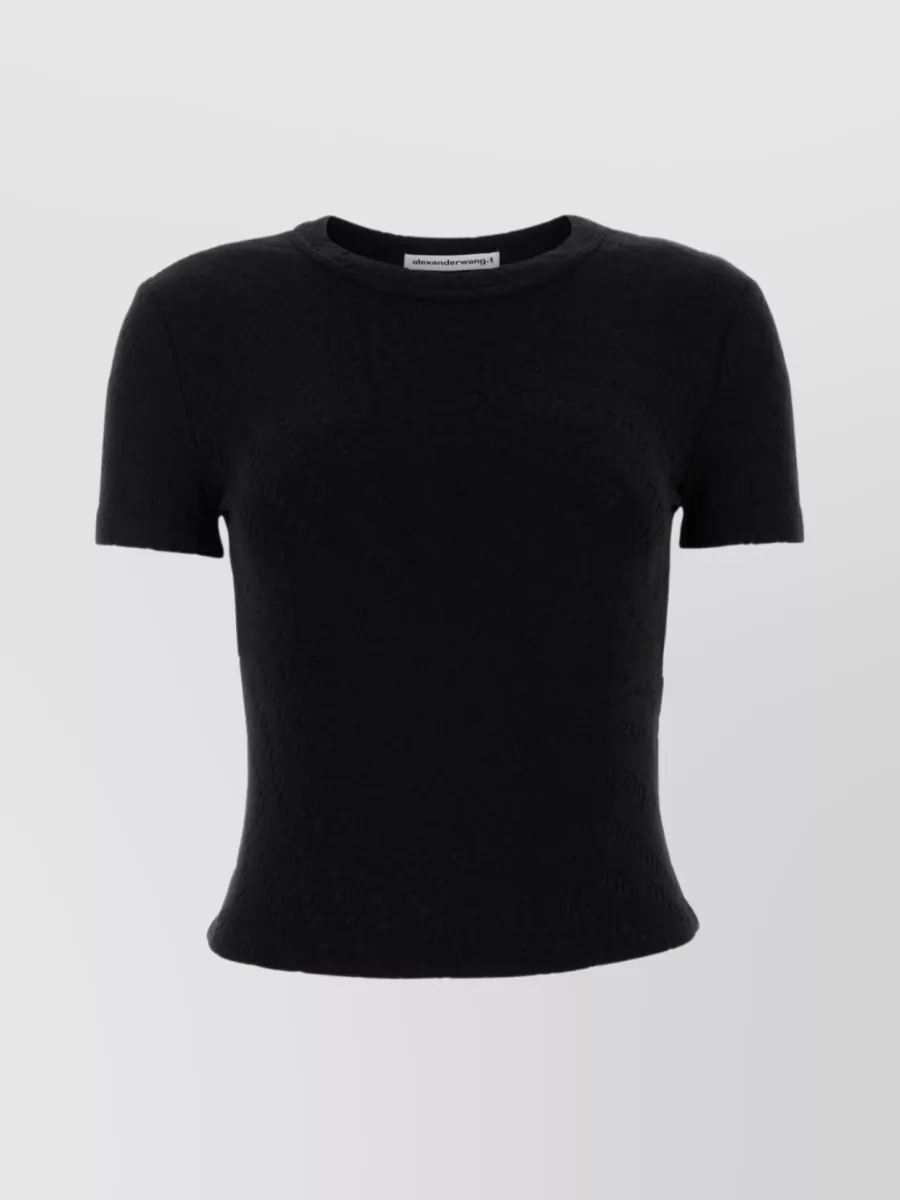 Shop Alexander Wang Cropped Hem Terry Fabric T-shirt In Black
