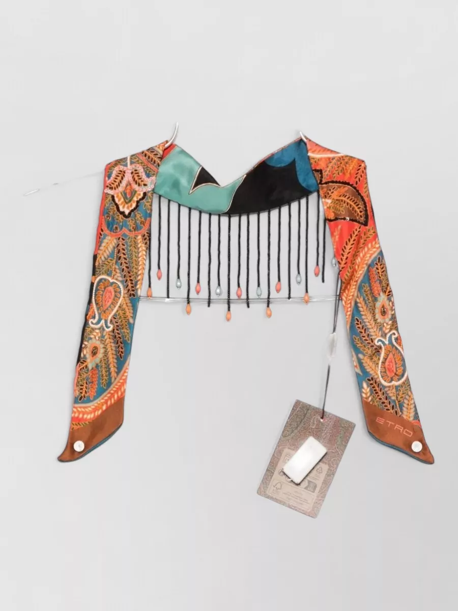 Etro silk paisley-print bead-embellished foulard